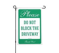 Bandera de jardín de granja con texto en inglés "Please Do Not Block The Driveway Thank You", bandera de jardín divertida para exteriores, bandera de jardín de otoño