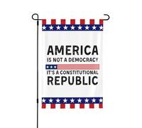 Bandera de jardín "Estados Unidos es una democracia, es una república constitucional" de 12x18 pulgadas para exteriores, ideal para decoración de patios y jardines.