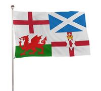 Bandera de Jardín Irlanda del Norte Escocia Gales e Exterior Estandarte | para Decoración 3x5 FT Con Ojales Estandarte Doble Cara Bandera para Interior Hogar