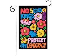 Bandera de jardín "No Kings In Ame-rica" de 12x18 pulgadas para interiores y exteriores, ideal para fiestas, patios, bares, jardines y decoración de calles, con ojales de latón.