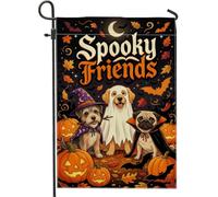 Bandera de jardín para perros, calabazas festivas, murciélagos, Halloween, naranja, arpillera de doble cara, banderas decorativas para patio al aire libre, césped, porche delantero, balcón, 12 x 18