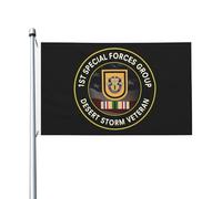 Bandera de Jardín Veteran del 1er Grupo Fuerzas Especiales Flag 90X150cm | Fuerte Banderin Poliester Bandera Balcón para Balcón Piratas Eventos de la Operación Tormenta del Desierto con Cinta