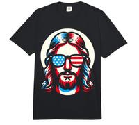 Bandera de Jesús de Estados Unidos patriótica Cristiana Fresca 4 de Julio Comfort Colors Adult Heavyweight T-Shirt