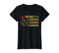 Bandera de Juneteenth - Historia Negra - Derechos Civiles Africanos Camiseta gráfica económica, Mujer, Negro, L