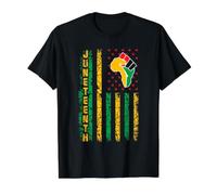 Bandera de Juneteenth Pan African Civil Rights Black Power Fist Camiseta gráfica económica, Hombre, Negro, L
