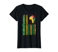 Bandera de Juneteenth Pan African Civil Rights Black Power Fist Camiseta gráfica económica, Mujer, Negro, M