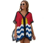 Bandera De Kiribati Cubrebaños para Mujer, Olas, Sol Vestido De Playa Tipo Bikini para Mujer, Mangas Murciélago De Gasa, Trajes De Baño, Bikinis, Pareos De Playa