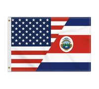 Bandera de la amistad de Costa Rica y EE. UU. de 2 a 3 pies, mediana, 60 a 90 cm, 150 D, para exteriores, impresi n a doble cara, decoraci n amer