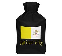 Bandera de la Ciudad del Vaticano Botella de agua de goma con cubierta de felpa suave, bolsa de agua caliente para invierno, manos y pies, protección contra el frío, 1000 ml