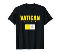 Bandera de la Ciudad del Vaticano Souvenir Camiseta gráfica económica, Hombre, Negro, L