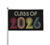 Bandera de la clase de último año de 2026, banderas divertidas para exteriores de 3 x 5 pies, arte de pared para césped, tapiz de la clase de último año de 2026 para sala de estar, color negro, talla