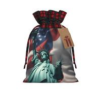 Bandera de la Estatua de la Libertad, 1 bolsa de regalo de Navidad con cordón de 4.7 x 6.9 pulgadas, para regalar en fiestas de vacaciones