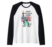 Bandera de la Estatua del águila de la Libertad de un Cuarto de Milenio de Camiseta Manga Raglan