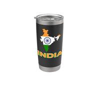 Bandera de la India Patriótica Desi Hombres Mujeres Niños India Vaso térmico de acero inoxidable de doble pared