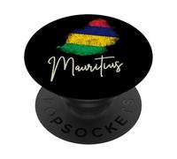 Bandera de la Isla de Mauricio en Recuerdo del océano Índico PopSockets PopGrip Adhesivo