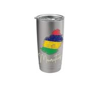 Bandera de la isla de Mauricio en recuerdo del océano Índico Vaso térmico de acero inoxidable de doble pared