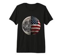 Bandera de la Luna Americana Astronomía Patriótica Espacial Camiseta Premium