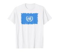 Bandera de la Onu de Las Naciones Unidas Camiseta gráfica económica, Hombre, Blanco, L