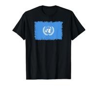 Bandera de la Onu de Las Naciones Unidas Camiseta gráfica económica, Hombre, Negro, M