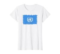Bandera de la Onu de Las Naciones Unidas Camiseta gráfica económica, Mujer, Blanco, XL