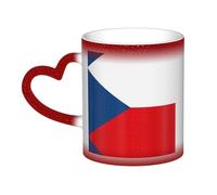 Bandera de la República Checa roja. Es una taza que cambia de color, negro para frío y blanco para calor, y más duradero después del lavado a mano. Pijama para mujer de manga corta, camisetas de