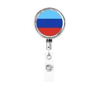 Bandera de la República Popular de Lugansk Carrete de soporte de insignia de metal resistente, soporte de insignia retráctil con clip de cinturón para titular de tarjeta de nombre clave Empleado Maest