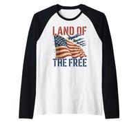 Bandera de la Tierra de los cazas Americanos de avión patriótico Libre Camiseta Manga Raglan