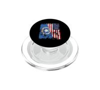 Bandera de Las Islas Marianas del Norte de Estados Unidos Envejecida, Mitad Americana PopSockets PopGrip para MagSafe