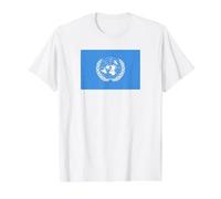 Bandera de Las Naciones Unidas de la Onu Camiseta gráfica económica, Hombre, Blanco, L