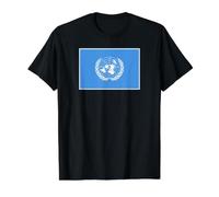 Bandera de Las Naciones Unidas de la Onu Camiseta gráfica económica, Hombre, Negro, S