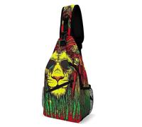 Bandera De León Rasta Reggae Genial Hombre Mujer Sling Bag Con Correa Ajustable Bolsa Cruzada Ligero Mochila Cruzada Para Acampar Moto Deporte
