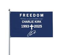 Bandera de libertad patriota Charlie Kirk en memoria de Charlie Kirk, 3x5 pies, pancarta personalizada de doble cara para exteriores, para patio, pies cuadrados.