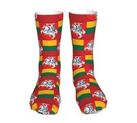 Bandera de Lituania 3 Calcetines divertidos y divertidos para hombre, unisex, con estampado 3D, atléticos, hasta la pantorrilla, 16 pulgadas