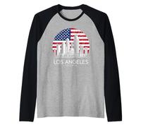 Bandera de Los Ángeles City California Camiseta Manga Raglan