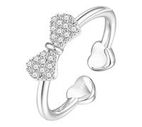 Bandera de los anillos para mujer, no se empaña, chapado en oro/plata/oro rosa, forma de corazón, apilable, con circonita, anillo de lazo de corazón, anillo ajustable, anillos locos, Einheitsgröße