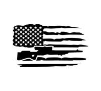 Bandera de los Estados Unidos de América con arma Calcomanías de pared de PVC 30x52.6cm Se puede modificar y añadir información Negro