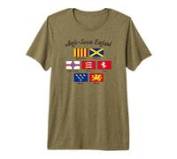 Bandera de los reinos anglosajones de Inglaterra con Letras Negras Camiseta Premium