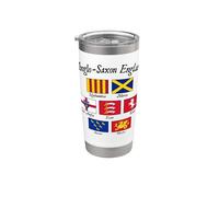 Bandera de los reinos anglosajones de Inglaterra con letras negras Vaso térmico de acero inoxidable de doble pared