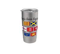 Bandera de los reinos anglosajones de Inglaterra con letras negras Vaso térmico de acero inoxidable de doble pared