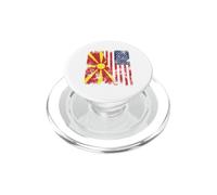 Bandera de Macedonia del Norte de Estados Unidos Envejecida, Mitad Americana PopSockets PopGrip para MagSafe