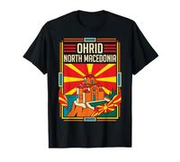 Bandera de Macedonia del Norte de Ohrid, Iglesia histórica Junto al Lago, Retro Camiseta