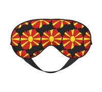 Bandera de Macedonia del Norte Mapa 2 Bandera de Macedonia del Norte Mapa Máscaras para dormir Correa ajustable Máscara de ojos suave para mujeres Hombres Viajes Trabajo Hogar