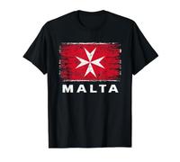 Bandera de Malta con Cruz maltesa Camiseta gráfica económica, Hombre, Negro, XL