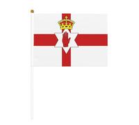 Bandera de mano de Irlanda del Norte, 5,5 x 8,3 pulgadas, impresa a doble cara en poliéster con mástil de plástico de 30 cm, perfecta para eventos y decoraciones.