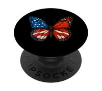 Bandera de mariposa de Estados Unidos, 4 de julio, Día de la Independencia Patri PopSockets PopGrip Adhesivo