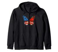 Bandera de mariposa de Estados Unidos, 4 de julio, Día de la Independencia Patri Sudadera con Capucha