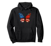 Bandera de mariposa de Estados Unidos, 4 de julio, Día de la Independencia Patri Sudadera con Capucha
