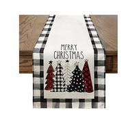 Bandera de mesa con decoraci?n navide?a Bandera de mesa con decoraci?n navide?a Mantel con forma de ?rbol de Navidad (1 pieza, blanco)