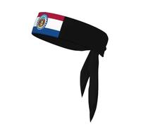 Bandera de Misuri, mapa de 3 banderas de New Hampshire, diadema unisex para adultos con lazo que absorbe la humedad, ideal para correr, yoga y bicicleta.