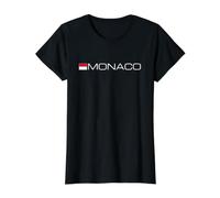 Bandera de Monaco Montecarlo Costa Azul Camiseta gráfica económica, Mujer, Negro, S